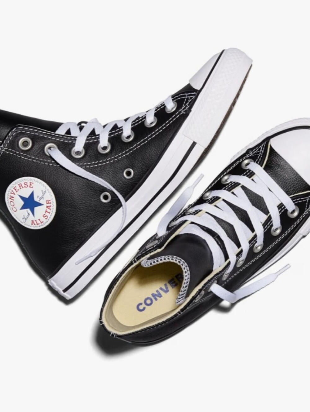 Converse Men's Black Leather High-Top Sneakers - Picture 14 of 14
